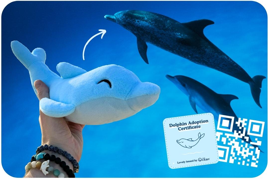 Delfin örökbefogadás plüssfigura